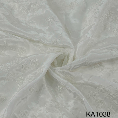 Dyeable Embroidered Sequins Crepe Fabric-KA1038