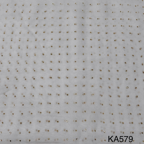 Pasted Mukaish Georgette Fabric-KA579