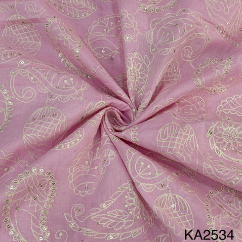 Thread Sequins Embroidered Cotton Fabric-KA2534