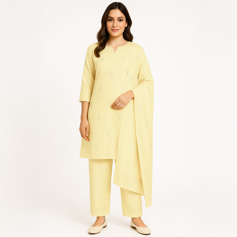 Thread Sequins Work Cambric Cotton Fabric-F3628