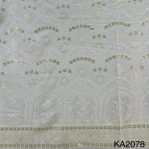 Dyeable Thread Sequins Georgette Fabric-KA2078