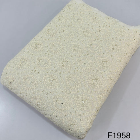 Dyeable Thread Sequins Embroidered Georgette