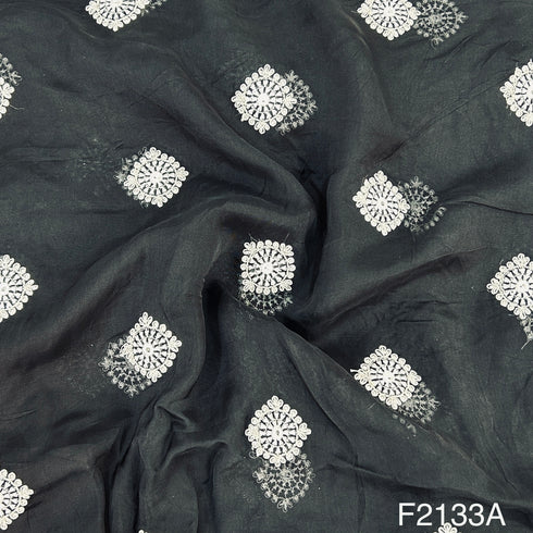 Thread Sequins Embroidered Organza Fabric-F2133