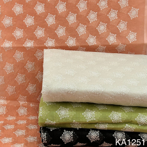 Embroidered Kota Cotton Fabric-Ka1251