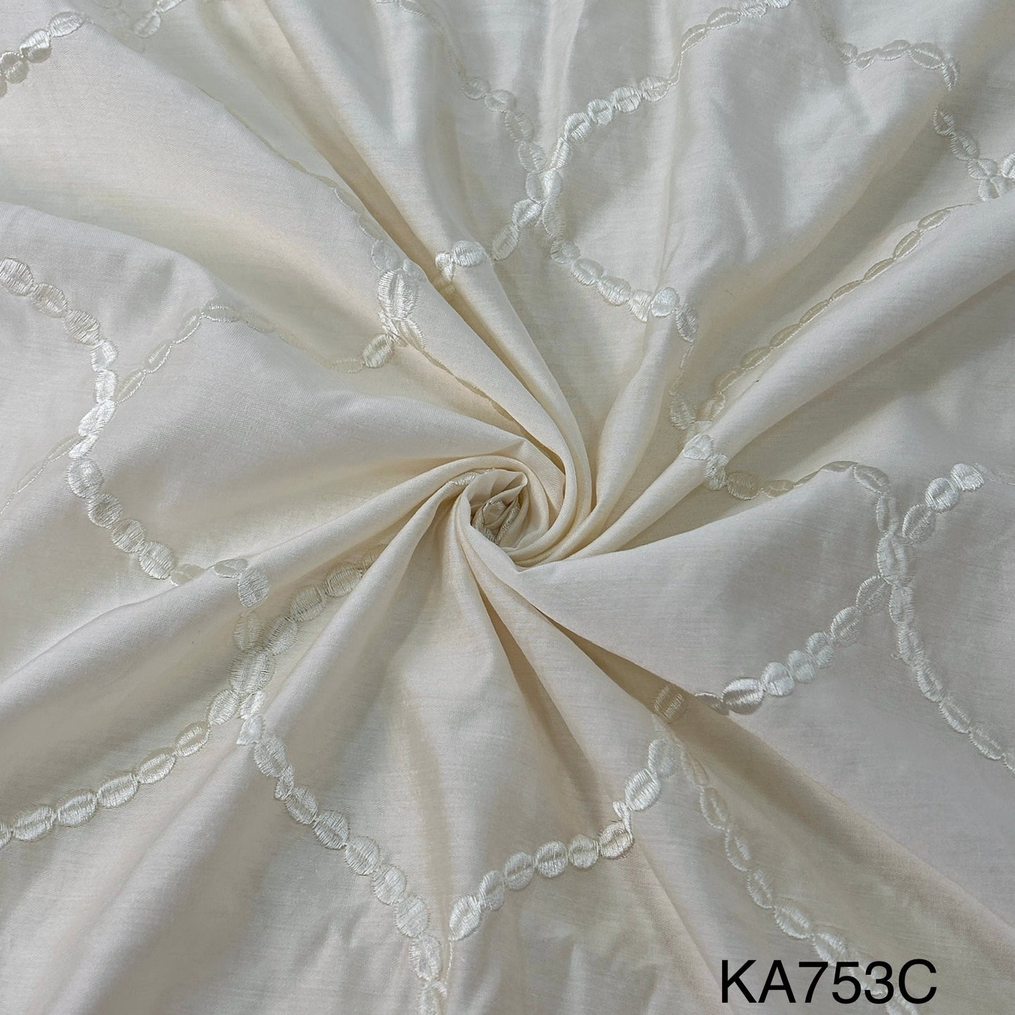 Thread Embroidered Chanderi Silk Fabric KA753