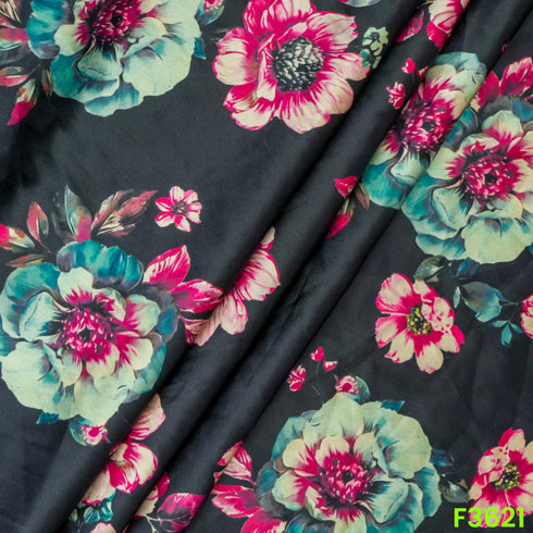 Floral Print Armani Satin Fabric-F3621