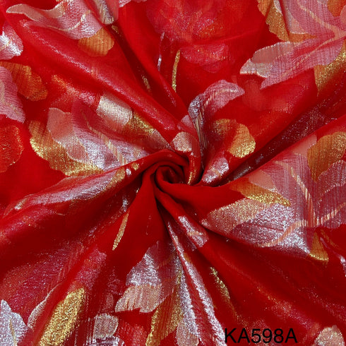 Pure Zari Embroidered Georgette Fabric-KA598