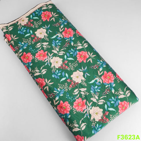 Floral Print Armani Satin Fabric-F3623