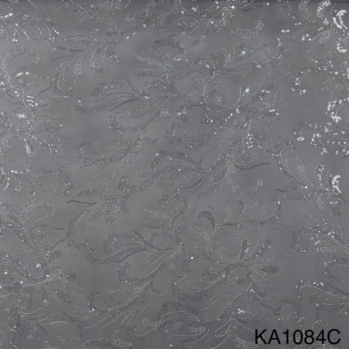 Embroidered Sequins Cut Dana Work Net Fabric - KA1084