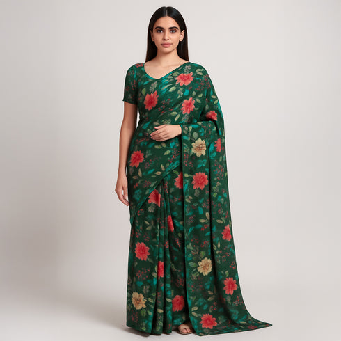 Floral Print Armani Satin Fabric-F3623