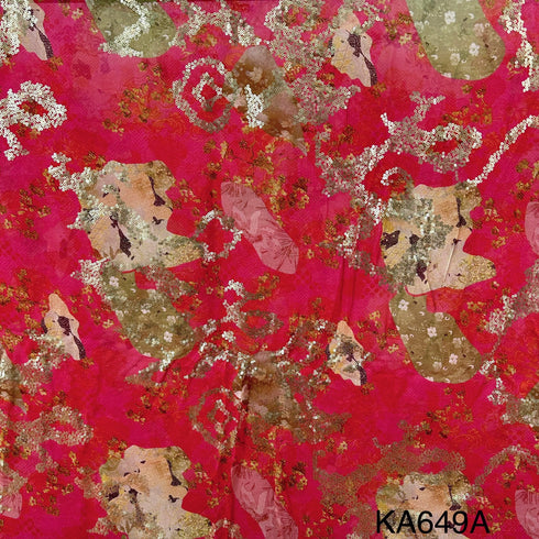 Printed Sequins Georgette Fabric-KA649