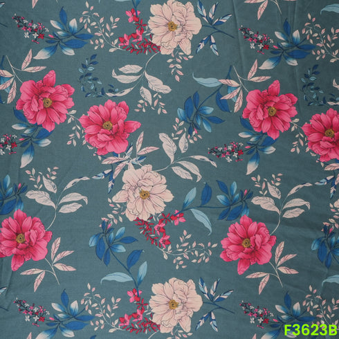 Floral Print Armani Satin Fabric-F3623