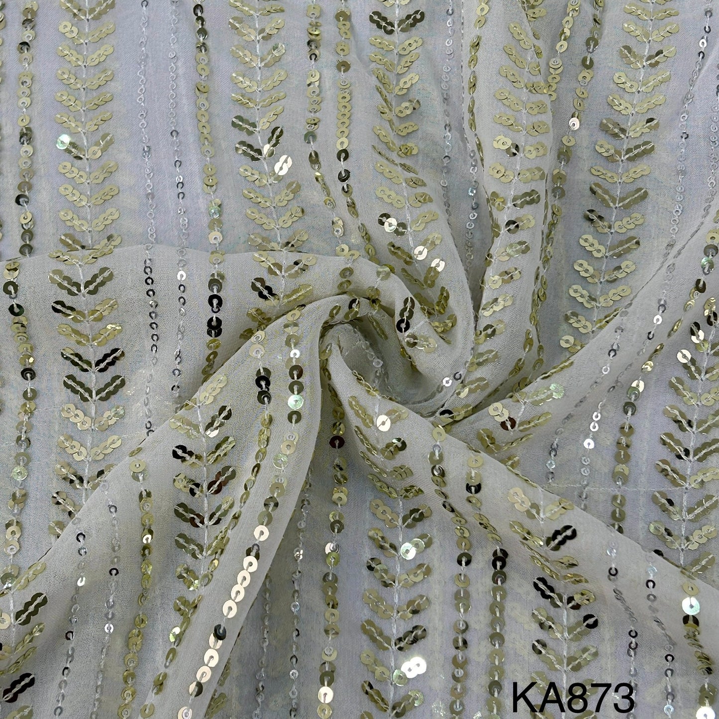 Dyeable Embroidered Sequins Georgette Fabric-KA873