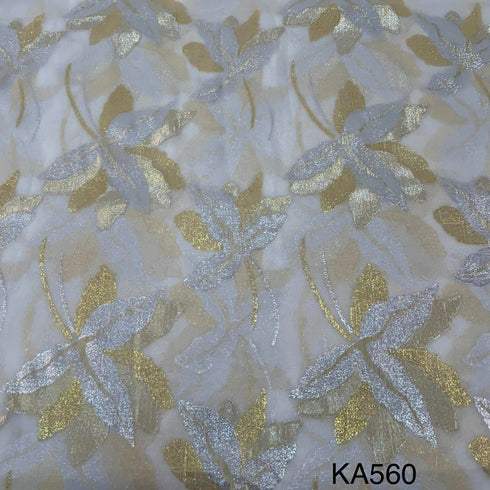 Dyeable Pure Embroidered Zari Georgette Fabric-KA560