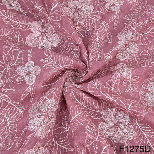 Thread Sequins Embroidered Viscose Organza Fabric-F1275