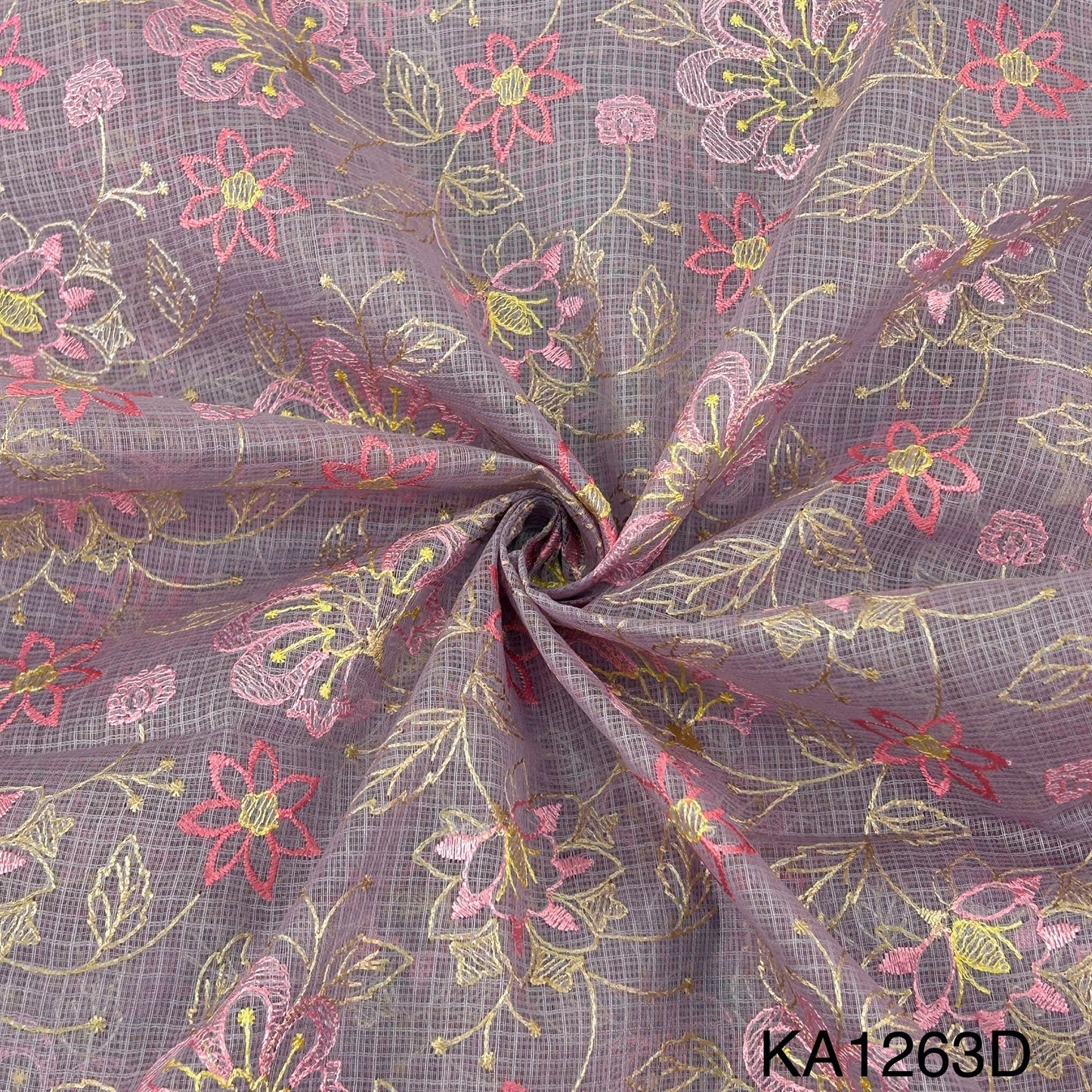 Embroidered Kota Cotton Fabric-KA1263