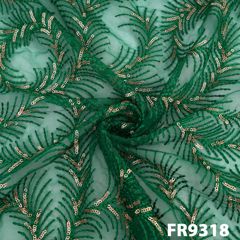 Thread Sequins Embroidered Net Fabric - FR9318