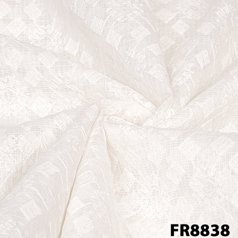 Dyeable Embroidered Kota Cotton Fabric-FR8838