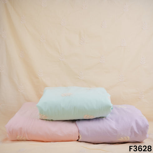 Thread Sequins Work Cambric Cotton Fabric-F3628