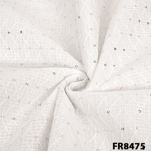Embroidered Sequins Kota Cotton Fabric-FR8475