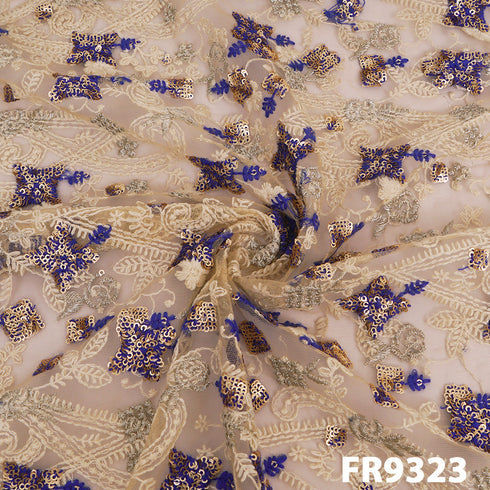 Thread Sequins Embroidered Net FAbric-FR9323