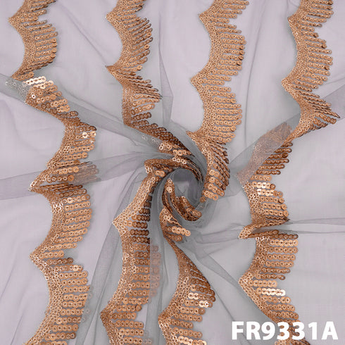 Embroidered Sequins Net Fabric - FR9331
