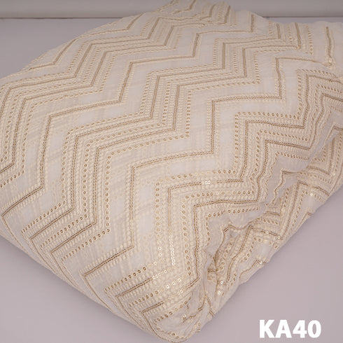 Dyeable Embroidered Sequins Georgette Fabric-KA40