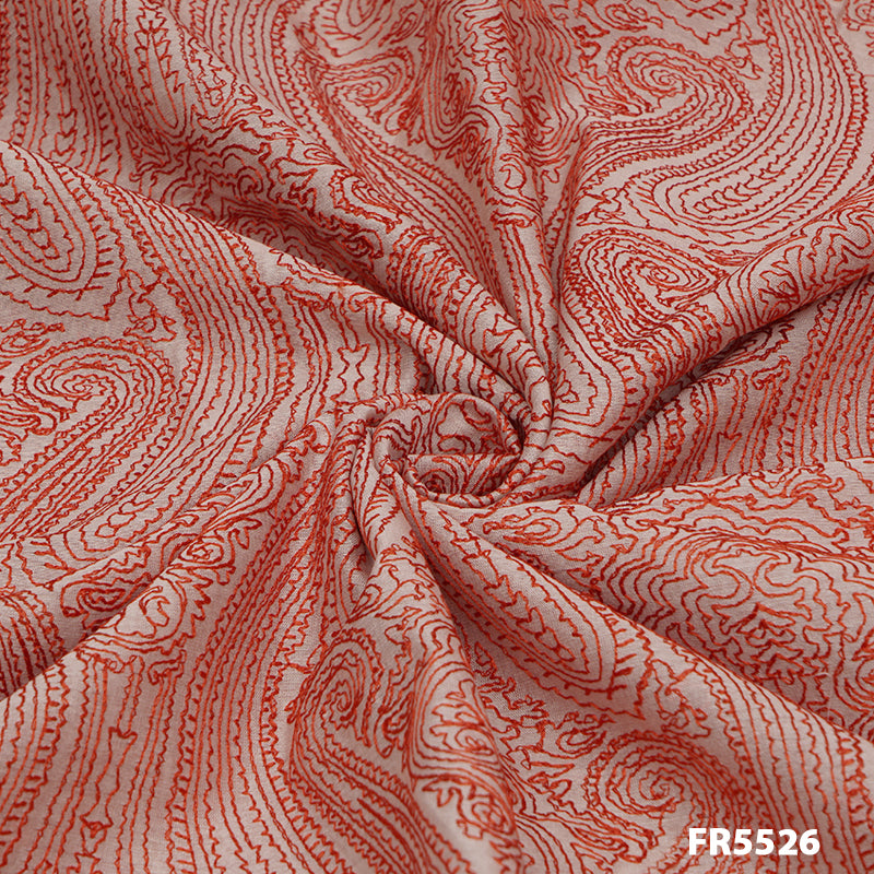 Embroidered Chanderi Silk Fabric-FR5526