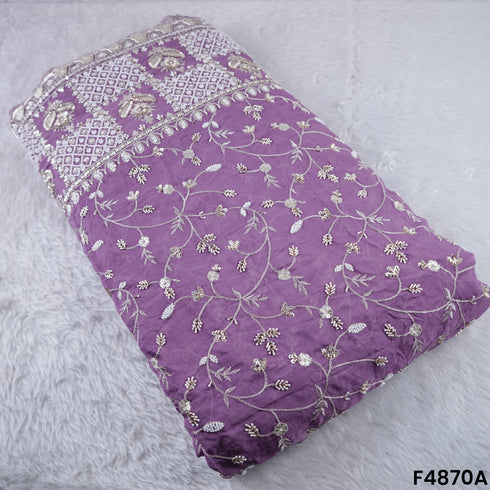 Cutdana Zari Sequins Embroidered Organza Fabric- F4870