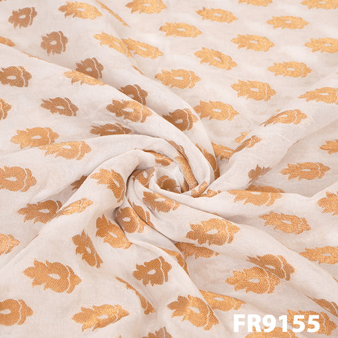 Dyeable Zari Buta Georgette Fabric-FR9155