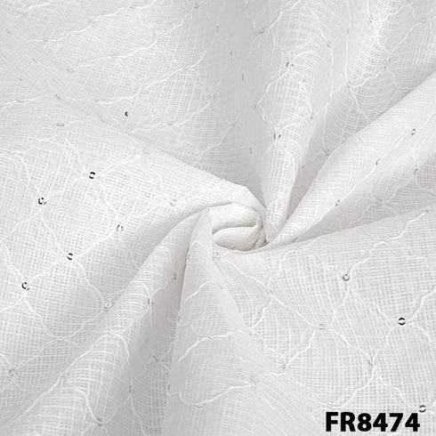 Embroidered Kota Cotton Fabric-FR8474