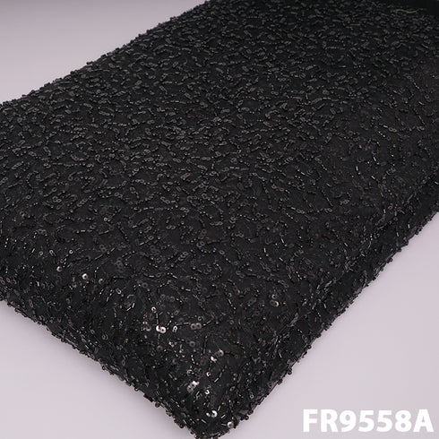 Imported Net With Sequins Cut Dana Work Fabric - FR9558