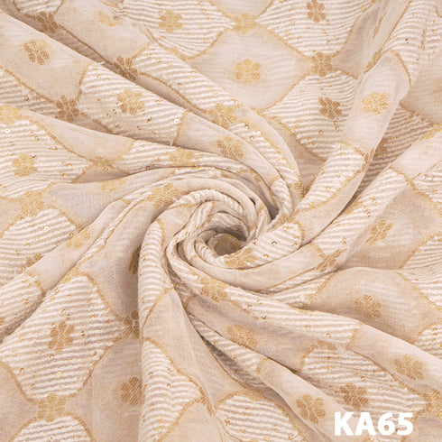 Dyeable Zari Sequins Georgette Fabric-KA65