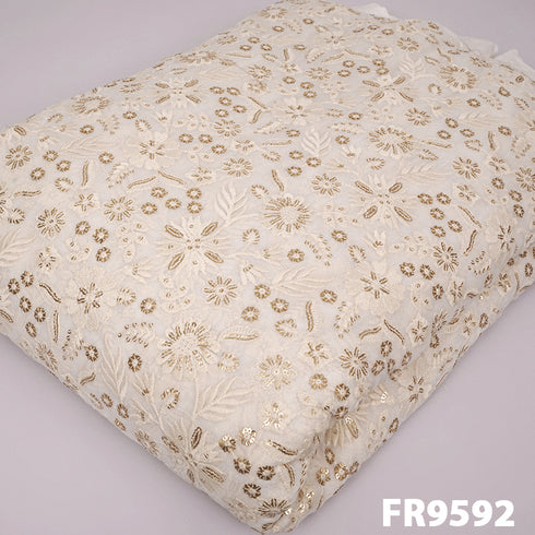 Dyeable Embroidered Sequins Georgette Fabric-FR9592