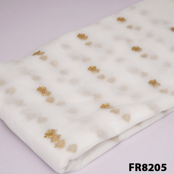 Dyeable Zari Sequins Buta Net Fabric-FR8205