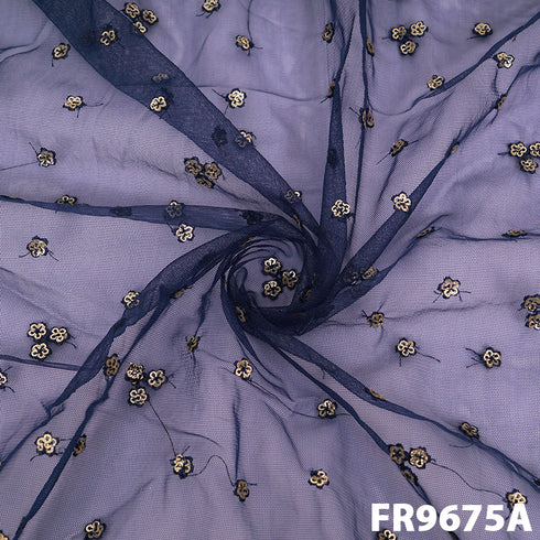 Embroidered Sequins Net Fabric-FR9675