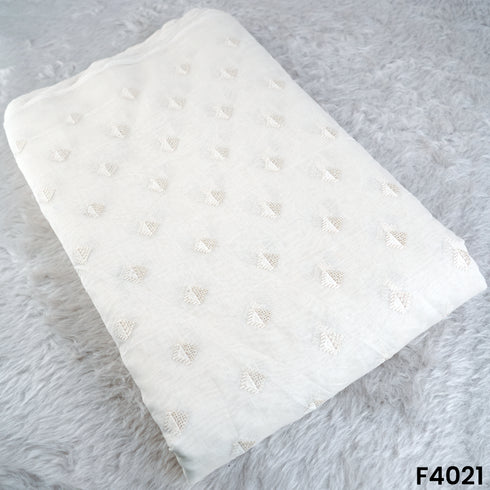 Dyeable Thread Sequins Embroidered Mul Chanderi Fabric- F4021