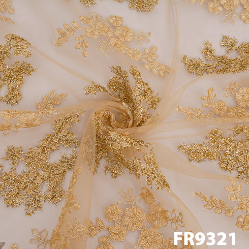 Embroidered Zari Net Fabric-FR9321