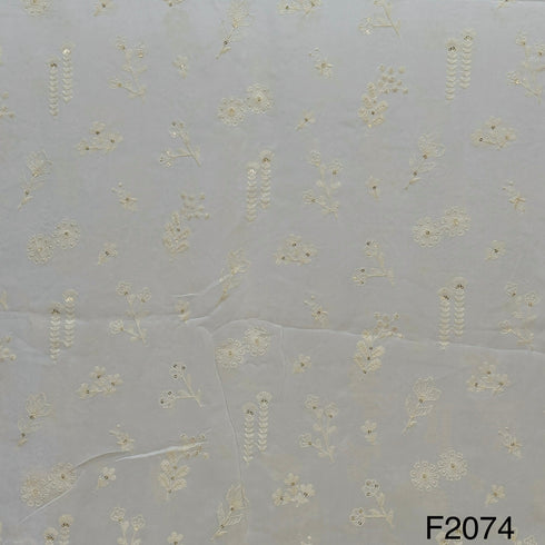 Thread Sequins Dyeable Georgette Fabric-F2074