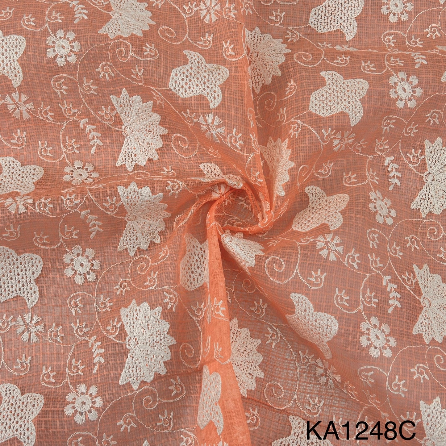 Embroidered Kota Cotton Fabric-KA1248