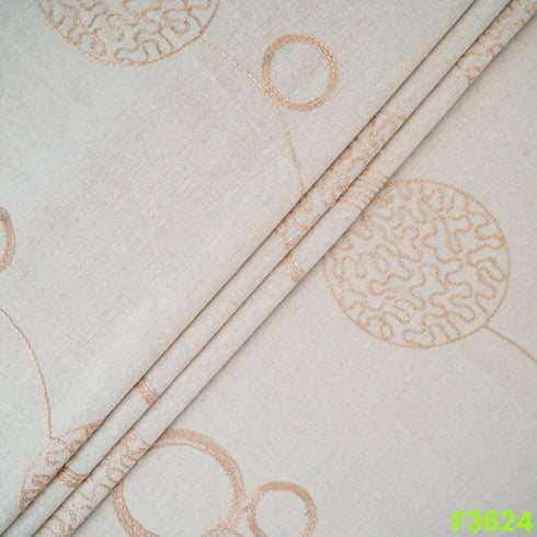 Thread Embroidered Linen Cotton Fabric-F3624