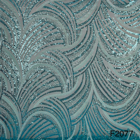 Sequins Cut Dana Work Embroidered Net Fabric - f2077