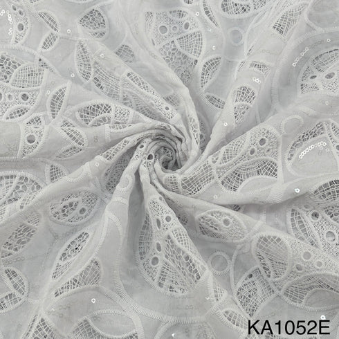 Imported Cut Work Sequins Crepe Fabric-KA1052