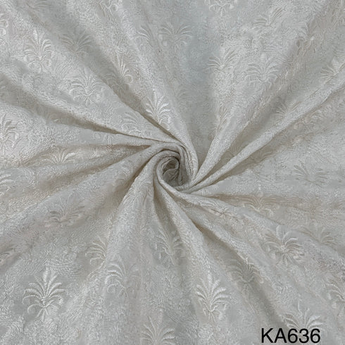 Thread Embroidered Dyeable Silk Fabric-KA636