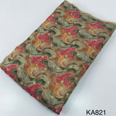Opara Silk Zari Sequins Buti Fabric-KA821