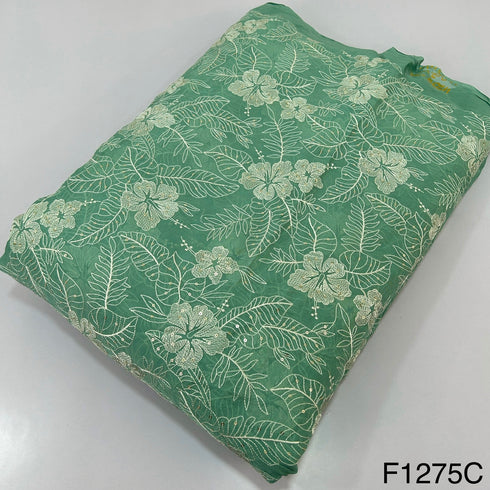 Thread Sequins Embroidered Viscose Organza Fabric-F1275