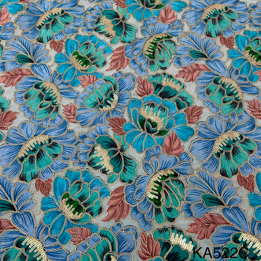 Position Print Zari Sequins Crepe Fabric-KA522