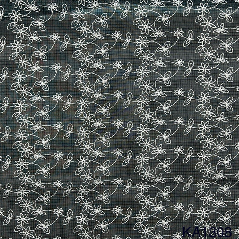 Embroidered Kota Cotton Fabric-KA1308