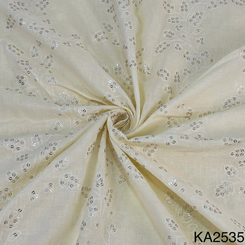 Thread Sequins Embroidered Cotton Fabric-KA2535