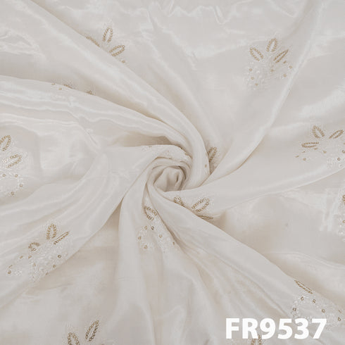 Dyeable Embroidered Sequins Crepe Fabric-FR9537